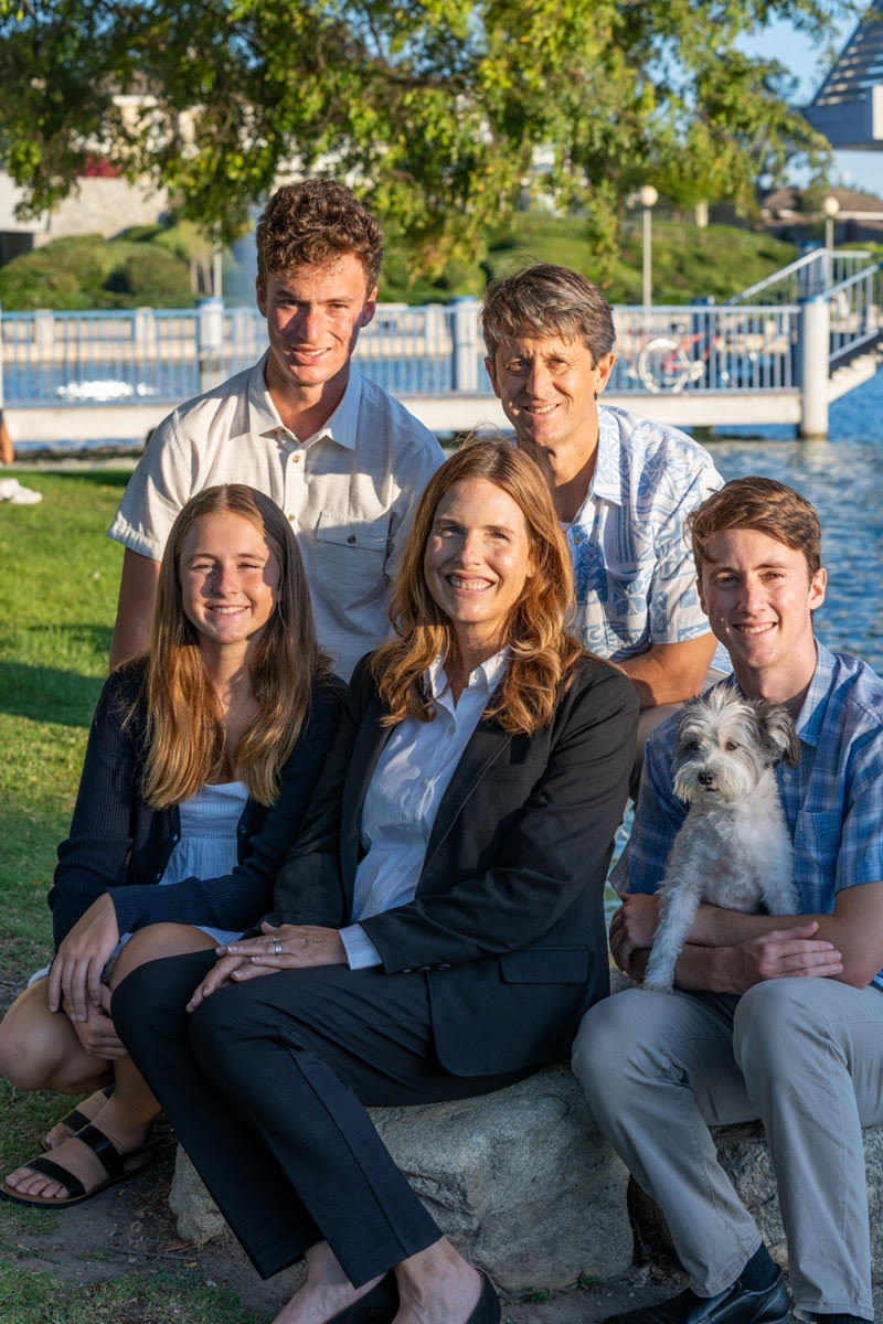Katie McEwen with her husband and three children in Irvine
